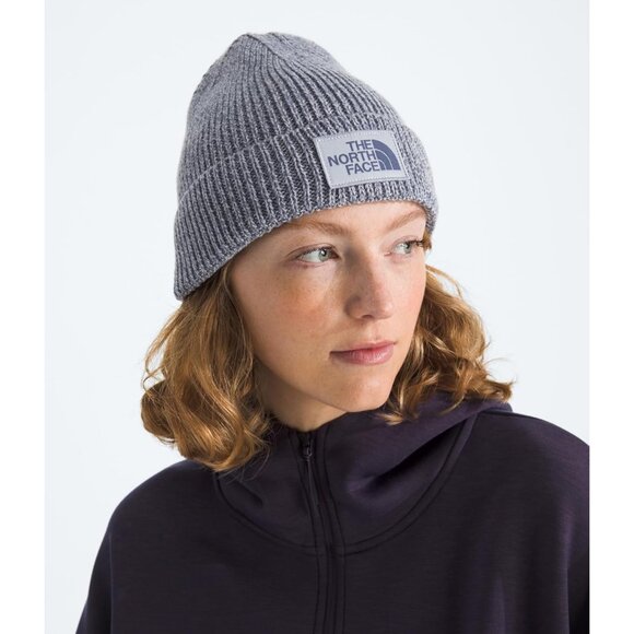 The North Face Men Blue Heather Cuffed Beanie Classic Fit Rib Knit Winter Hat - Picture 2 of 2